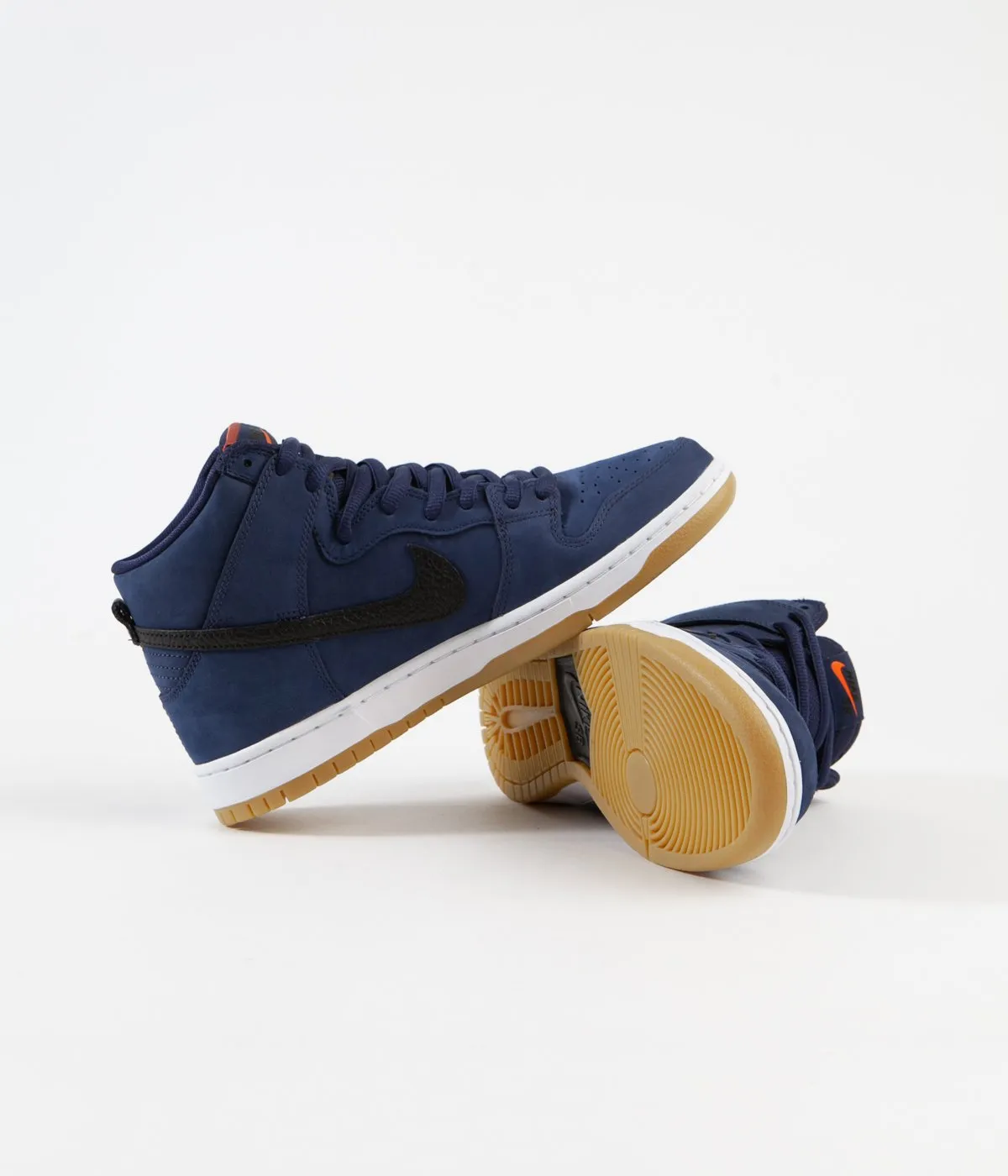 Nike SB Orange Label Dunk High Pro Shoes - Midnight Navy / Black - Midnight Navy - White
