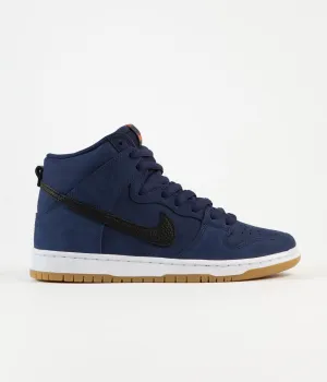 Nike SB Orange Label Dunk High Pro Shoes - Midnight Navy / Black - Midnight Navy - White