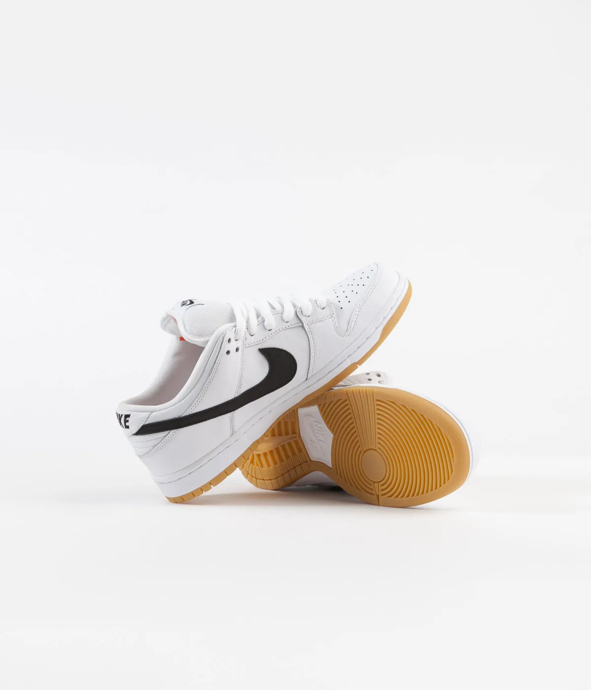 Nike SB Orange Label Dunk Low Pro Shoes - White / Black - Gum