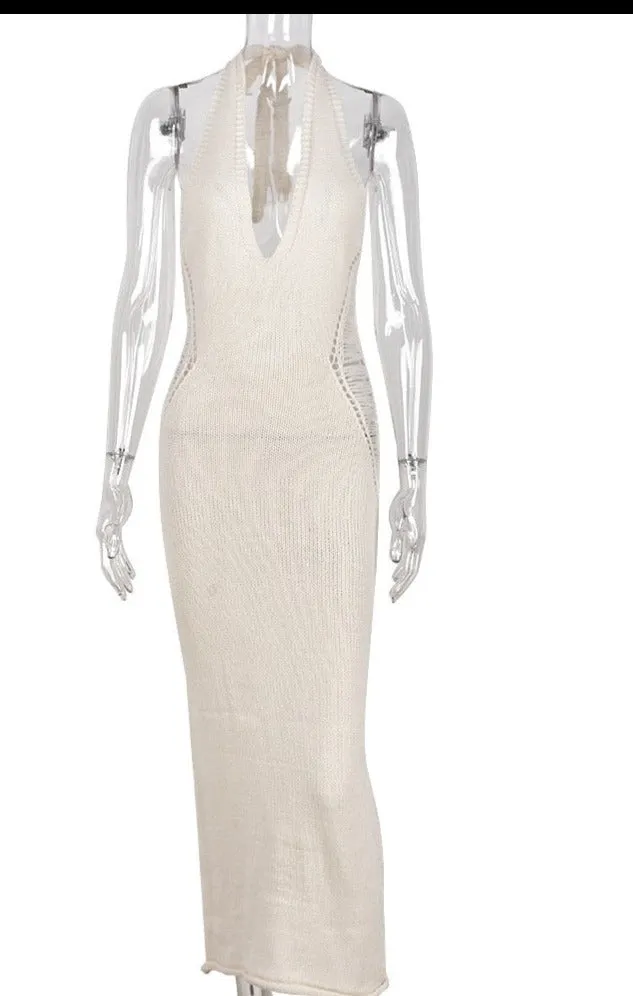 Nsquared Vacation Summer Dress | Side Cut Out Backless Halte | Long Maxi Dresses