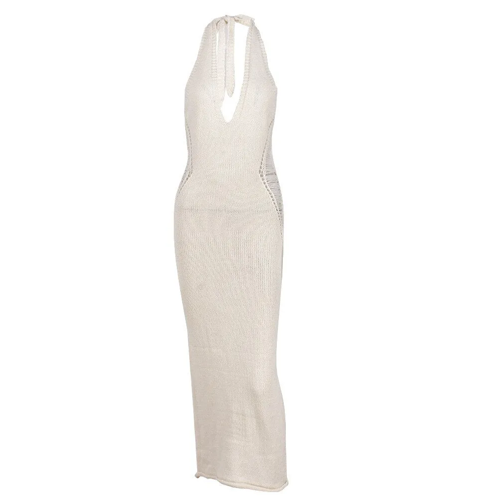 Nsquared Vacation Summer Dress | Side Cut Out Backless Halte | Long Maxi Dresses