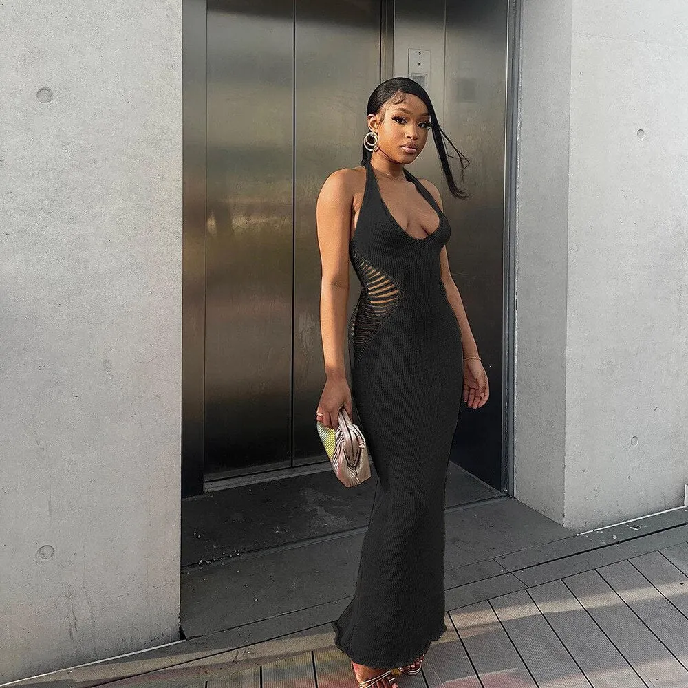 Nsquared Vacation Summer Dress | Side Cut Out Backless Halte | Long Maxi Dresses