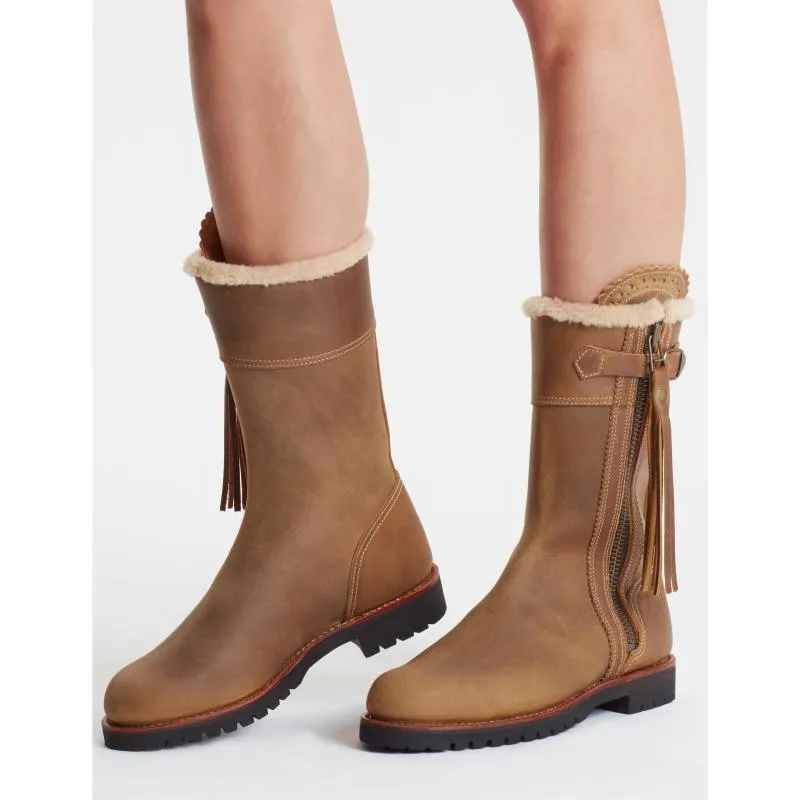 Penelope Chilvers Midcalf Tassel Ladies Shearling Lined Boot - Biscuit
