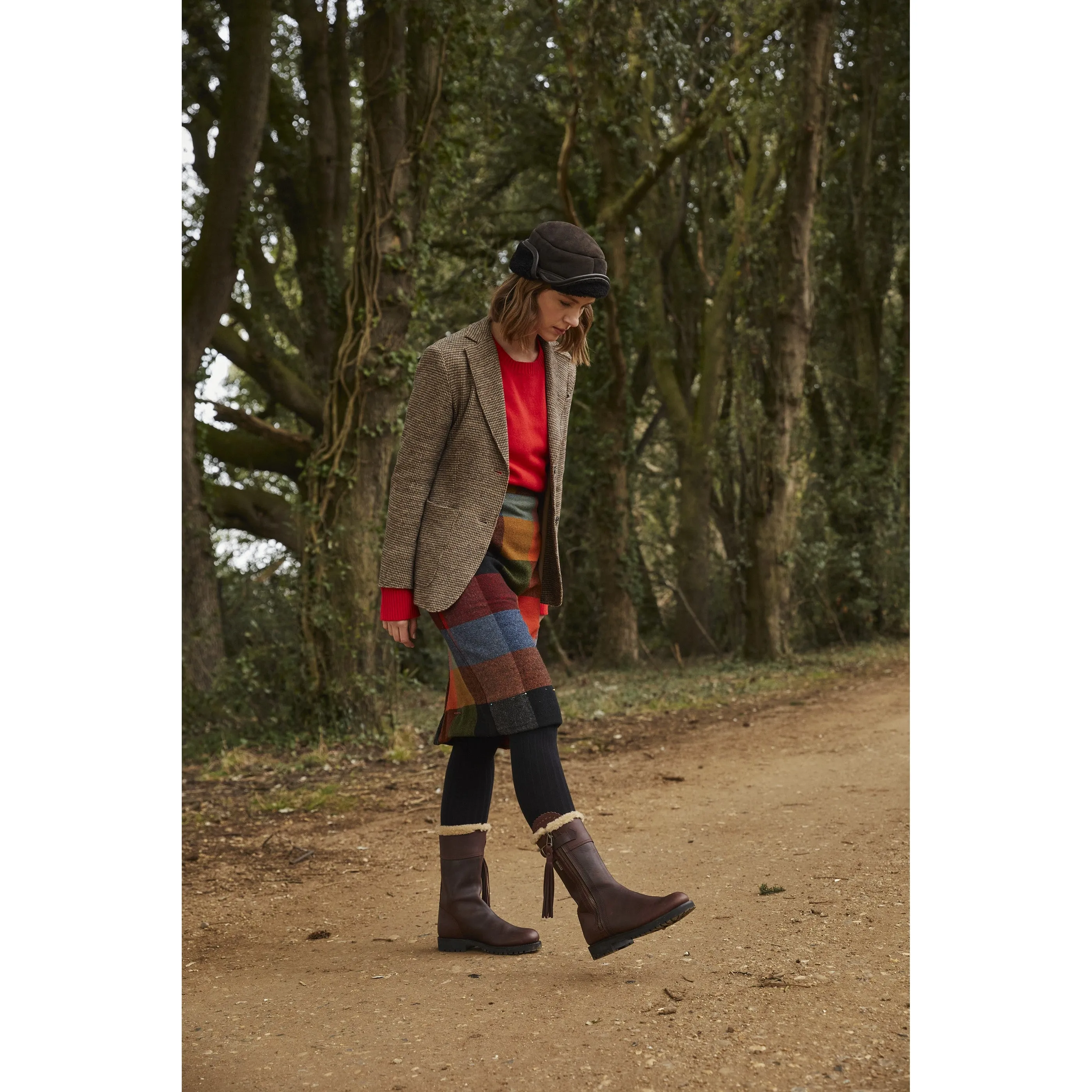 Penelope Chilvers Midcalf Tassel Ladies Shearling Lined Boot - Conker