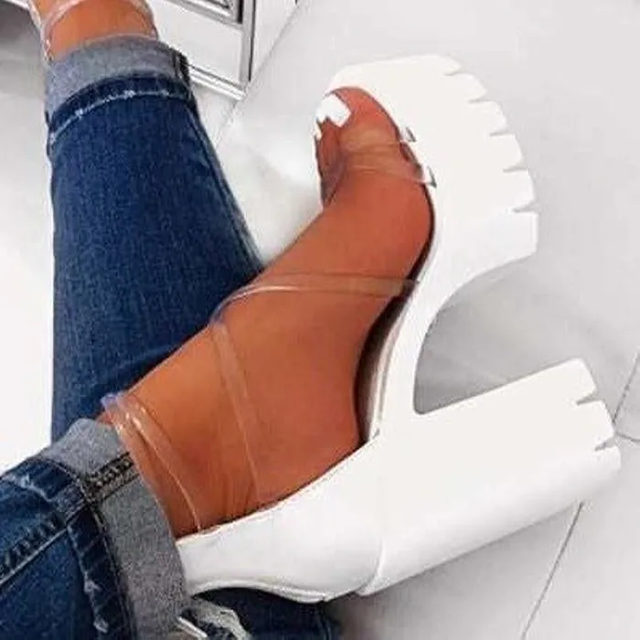Platform Perspex Chunky Heels
