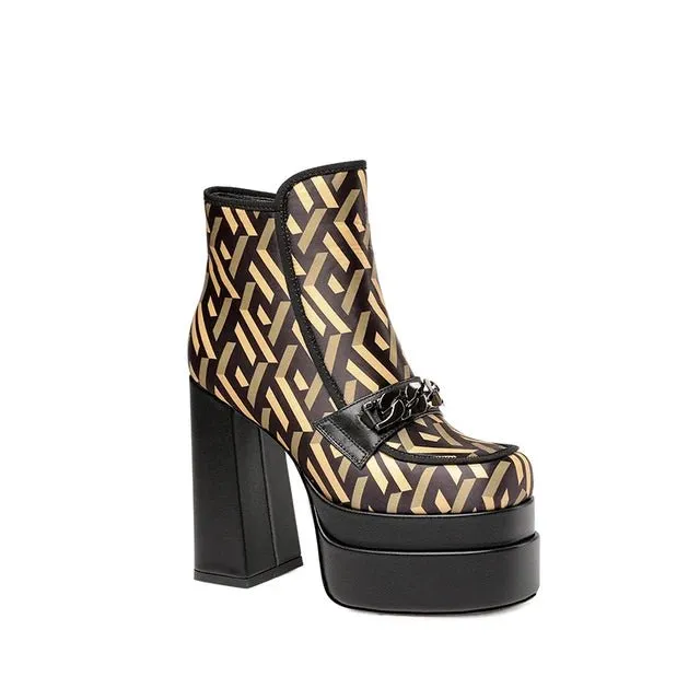 Pre Order:  Chunky High Heels Short Boots
