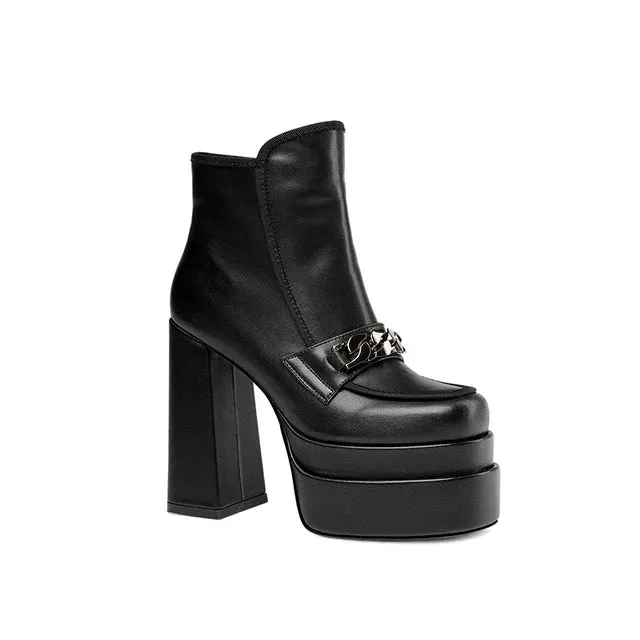 Pre Order:  Chunky High Heels Short Boots