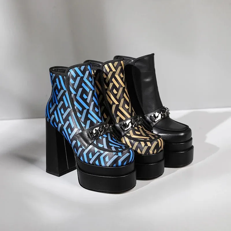 Pre Order:  Chunky High Heels Short Boots