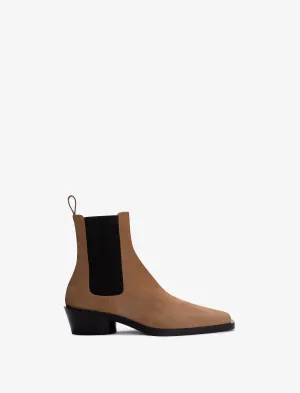 Proenza Schouler Bronco Chelsea Boots in Suede - Dark Beige