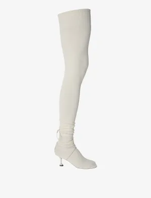 Proenza Schouler Tee Over The Knee Boots in Viscose Knit - Ecru