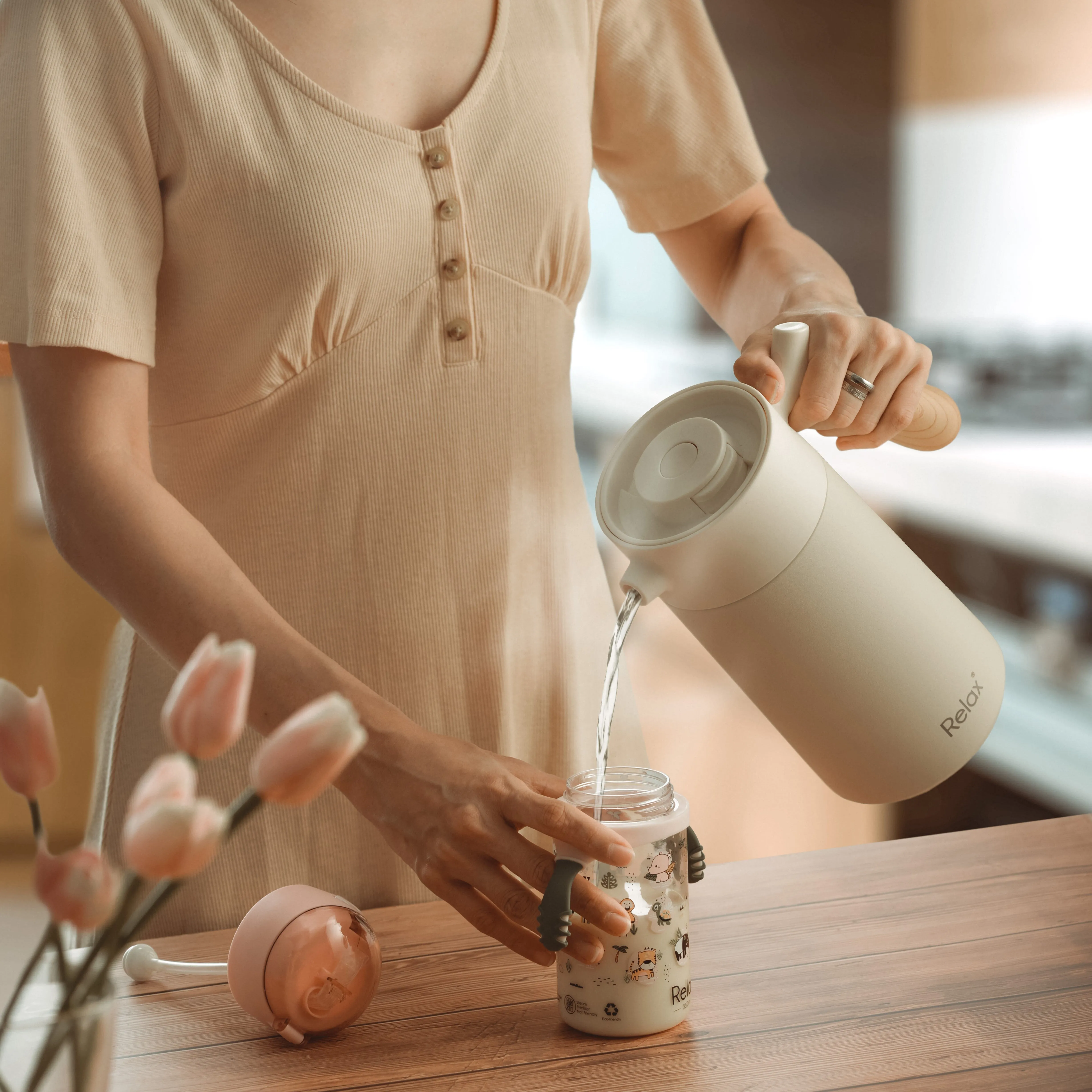 RELAX 1400ML COEVAL STAINLESS STEEL THERMAL CARAFE - OAK