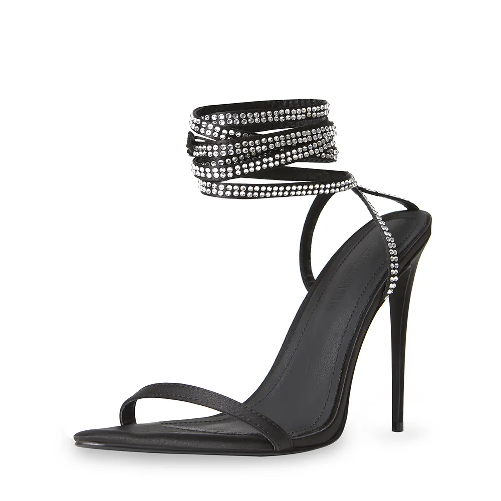 Rosie Black Satin Crystal Heels