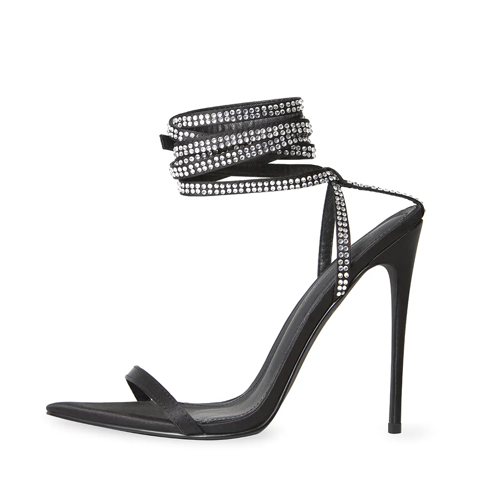 Rosie Black Satin Crystal Heels