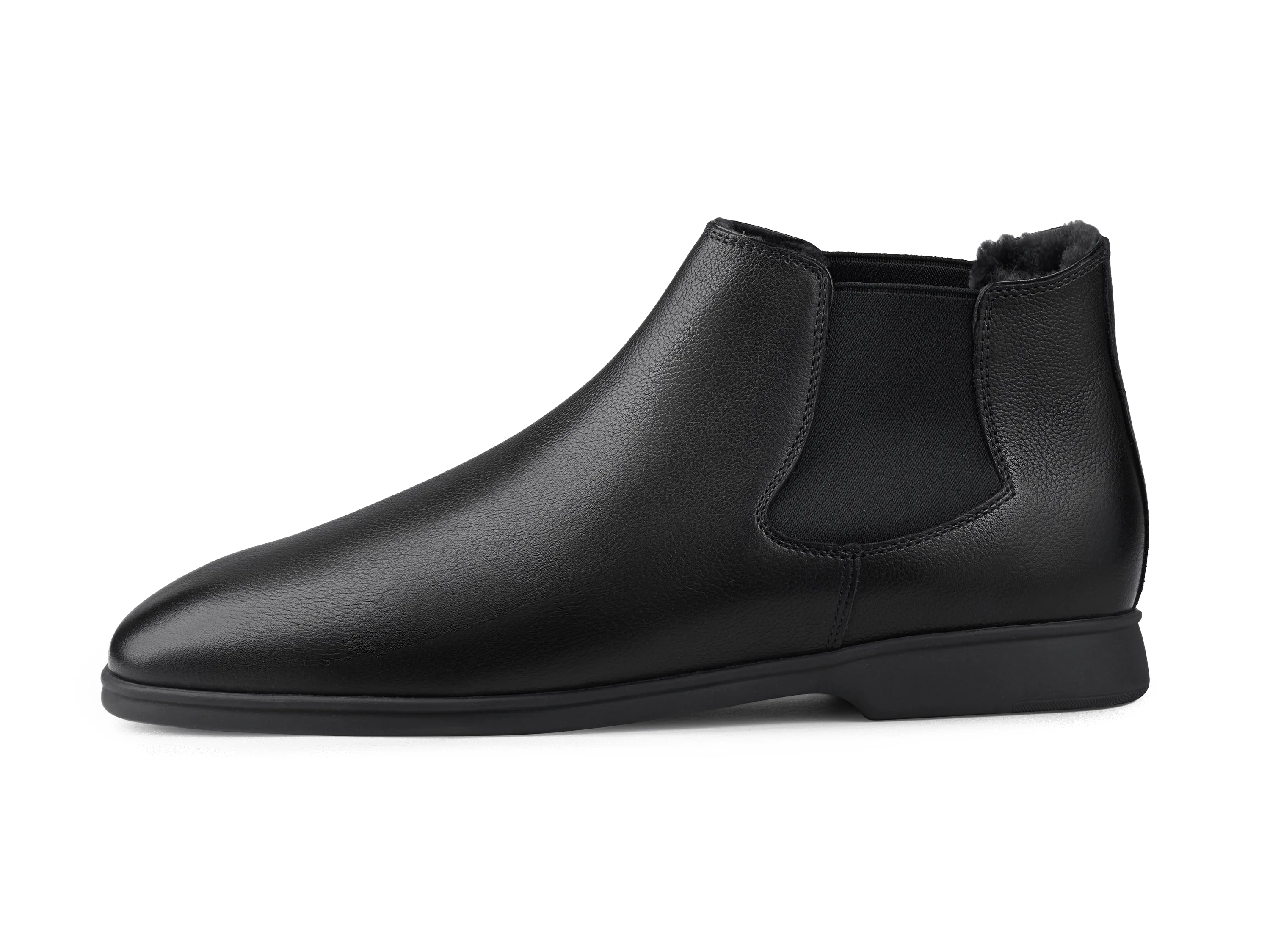 Rover Boots in Black Grain Calf with Shearling Lining