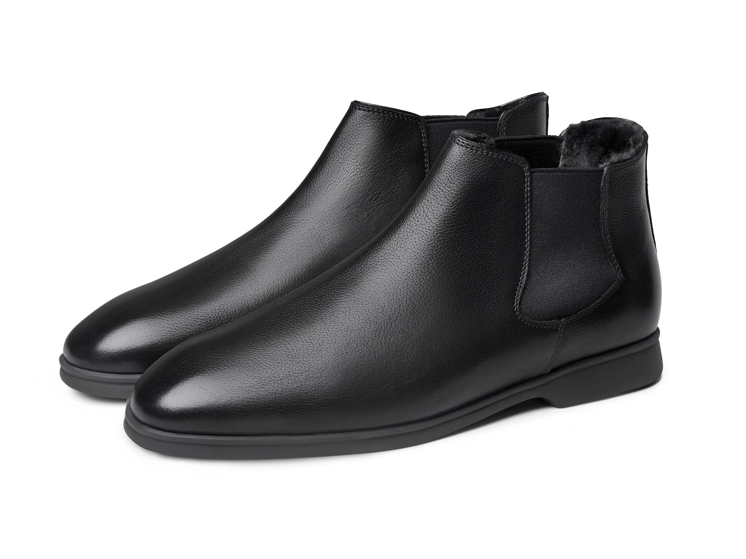 Rover Boots in Black Grain Calf with Shearling Lining