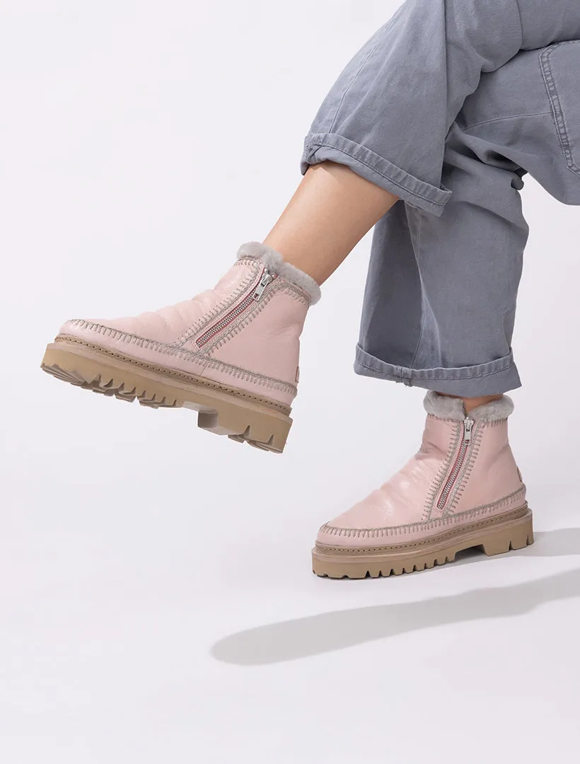 Setsu 3.0. Crochet Ankle Boot Misty Rose Leather Light Grey