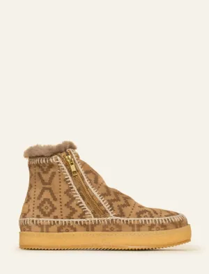 Setsu Crochet Ankle Boot Saffron Embossed Natural