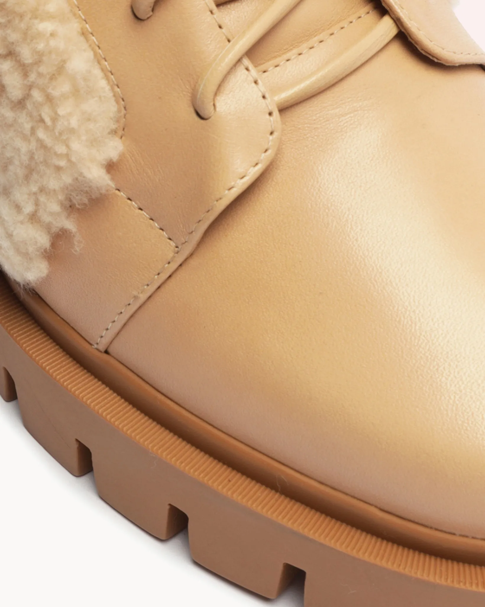 Shearling Clarita Combat Bootie 65 Beige
