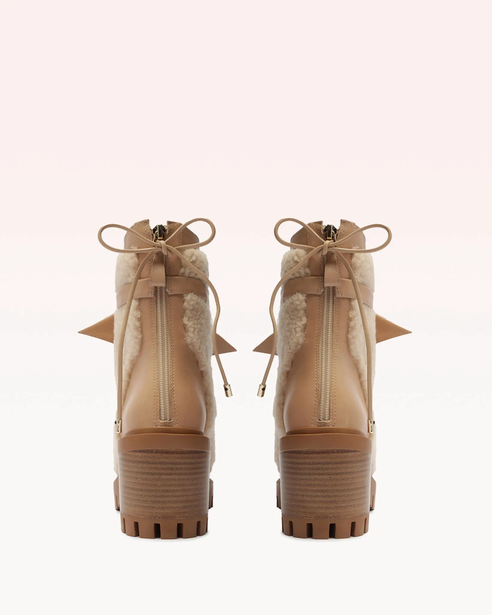 Shearling Clarita Combat Bootie 65 Beige