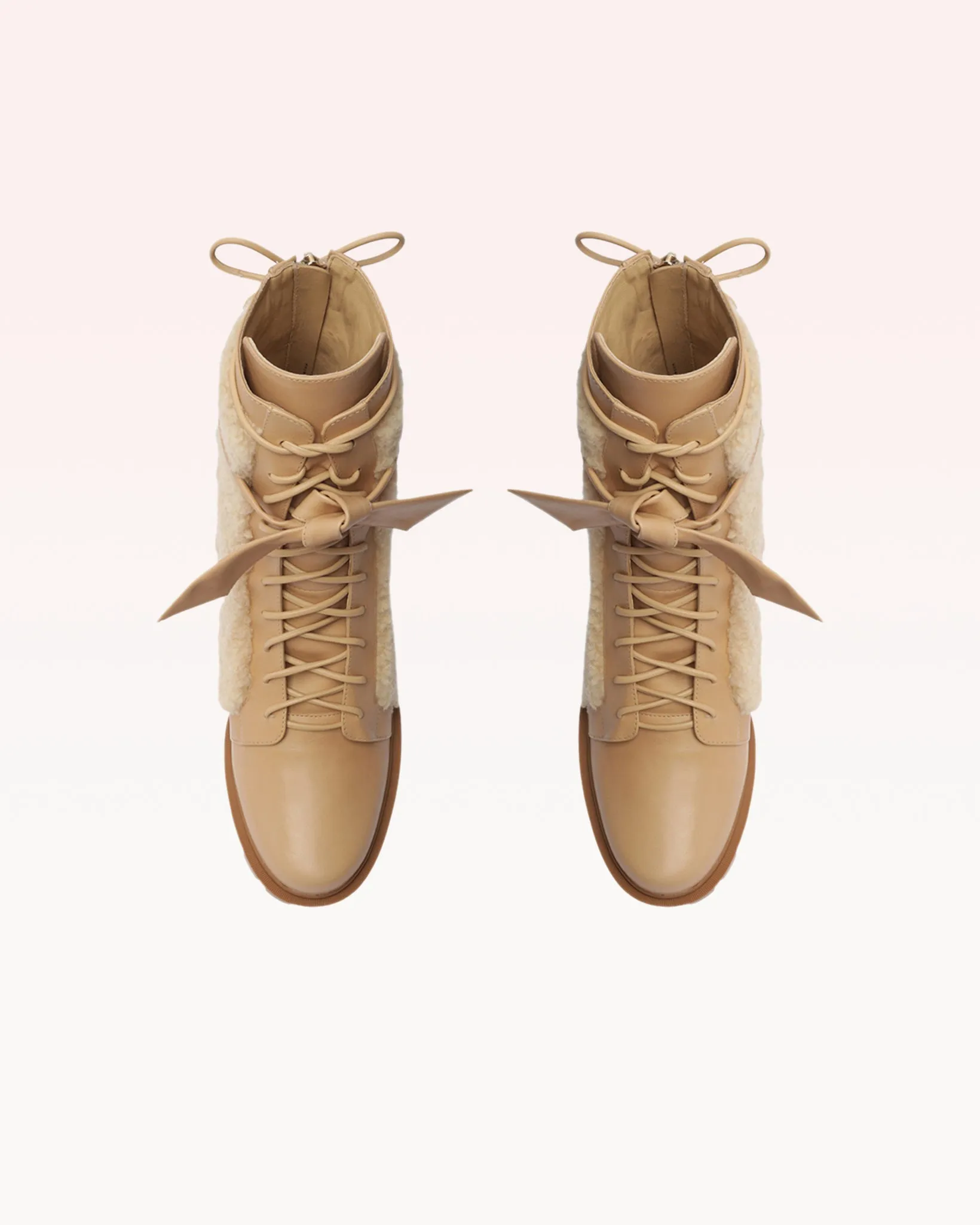 Shearling Clarita Combat Bootie 65 Beige