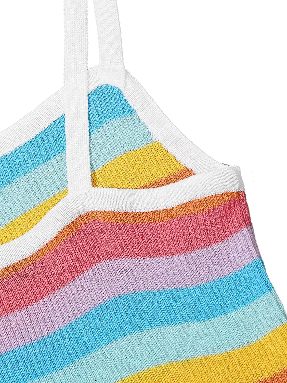 SweatyRocks Women's Sexy Strappy Crop Top Striped Print Ribbed Knit Cami Top