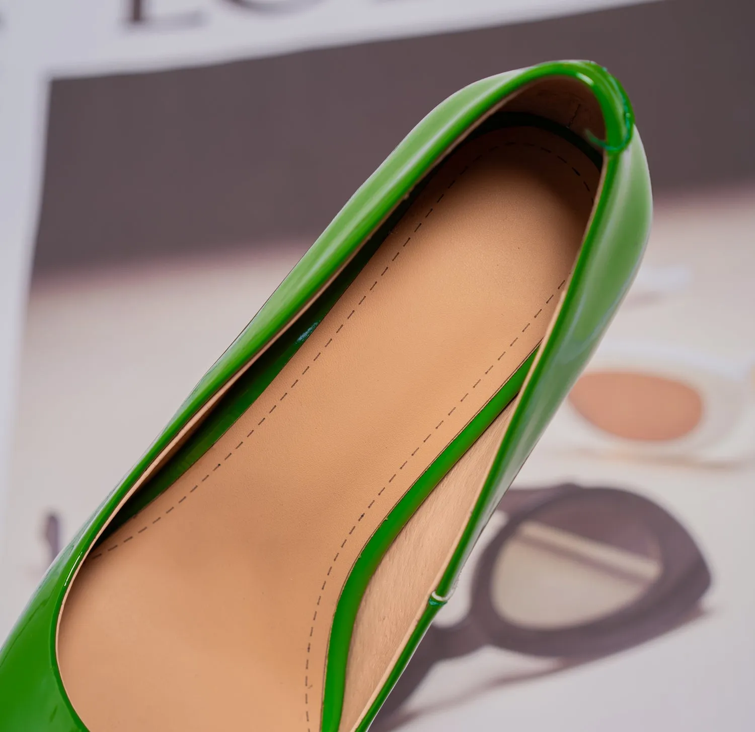 TinaCus Handmade Women's Patent Leather Slip On Round Toe High Cone Heel Pumps Shoes