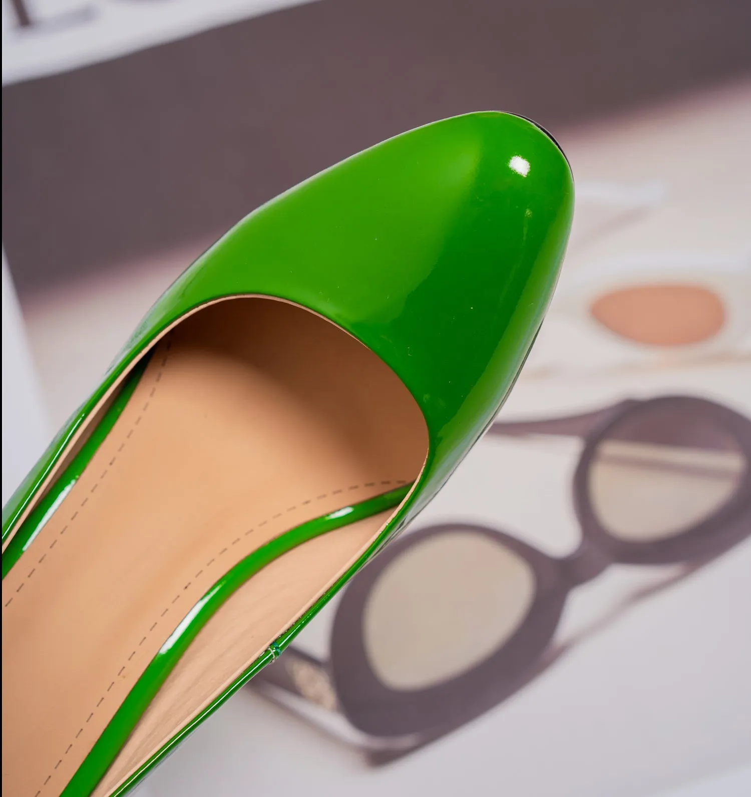 TinaCus Handmade Women's Patent Leather Slip On Round Toe High Cone Heel Pumps Shoes