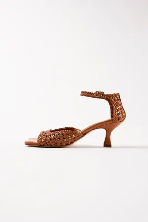 VERONICA - Brown Woven Leather Sandals