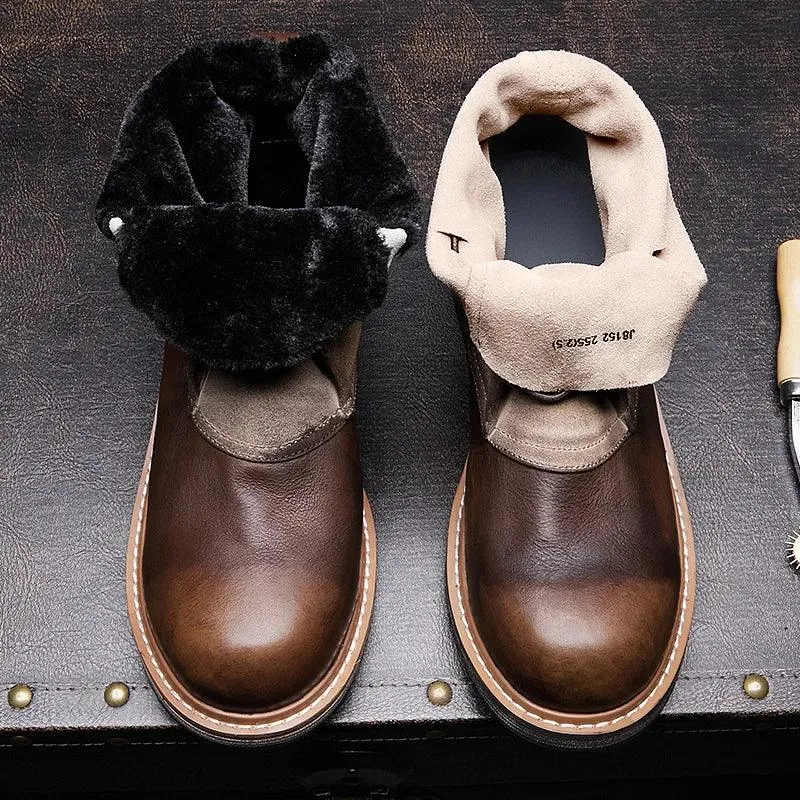Warm Leather Ankle Boots Men's Casual Shoes MCSRE10