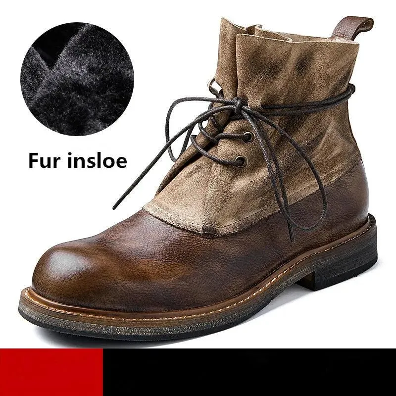 Warm Leather Ankle Boots Men's Casual Shoes MCSRE10