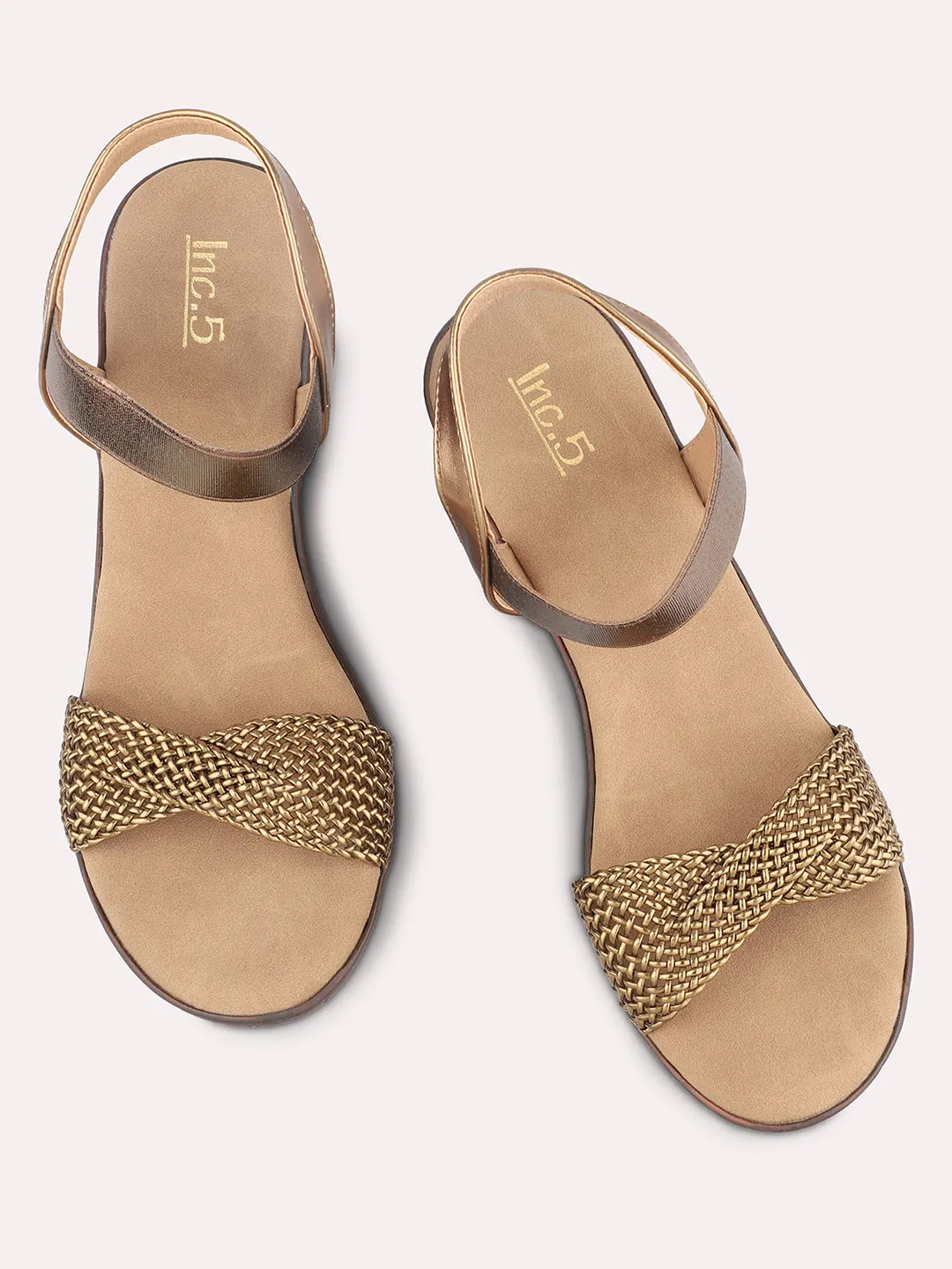 Women Antique Woven Design Wedges Heels