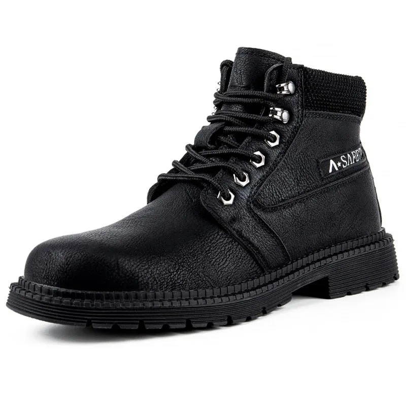 Yeknu Leather Work & Safety Boots Men Chelsea Boots Indestructible Male Work Shoes Men Winter Boots Safety Shoes Men Steel Toe Shoes
